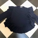 Ulla Johnson Ruffle Sleeves Crewneck Sweater Dark Navy Blue Pullover Cashmere S Photo 1