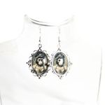 Handmade Gothic Victorian "Evangeline Darkwood: The Victorian Chimp" Cameo Earrings Photo 2