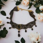 Gorgeous Retro Style Tassel Crystal Lace Necklace Faux Fashion Jewelry‎ Black Photo 0