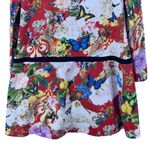 Roberto Cavalli Dress Size M Mini Y2K Boho Floral Butterfly Lemon Persimmon Photo 3