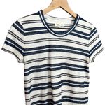 Madewell Navy & White Short Sleeve Hi-Fi Shrunken Tee in Vonda Stripe Sz S Photo 2
