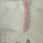 Carolyn Taylor Vintage 80s Cottage Core Sweater Cardigan Beaded Floral Pearls Shabby Chic Large Photo 9