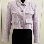 ZARA  Tweed Checkers Long Sleeve Crop Blazer Jacket   Photo 1