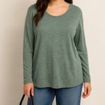 Smallshow Sage Green Long Sleeve Scoop Neck Top | Size‎ XXL Photo 0