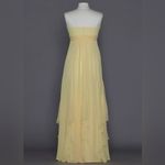 David's Bridal David’s Bridal Strapless Crinkle Chiffon Dress Godets, Style#F14865-ButterYellow Photo 1