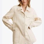 Mango NWT MNG Oversized cotton jacket ECRU LARGE Photo 5