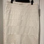 Thalian White Tiered Stretchy Elastic Waist Mini Pencil Skirt Size 12 Photo 0