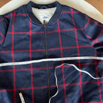 Old Navy NWT  Women Jacket Shell 44% Wool Navy Red lattice XL Photo 4