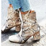 Free People  Cecile Snake Leather Block Heel Boho Western Womens 37 US 6.5-7 Photo 0