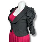 Urban Rose Y2K Womens Blazer Suit Jacket Cropped Ruched Puffed Sleeve Black Lar Photo 5