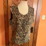 Vintage Tapestry Vest | Floral Geometric Button Front | Women’s Large Photo 9