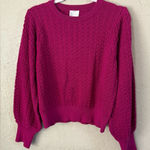 ANONYME designers Cable Knit Sweater M Pink Chunky Wool Blend Cropped Cozy Size M Photo 0