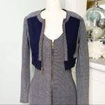 Bebe Metallic Zip Bodycon Midi Dress with Jacket Black & Silver Size Small Photo 5