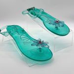 Betsey Johnson  Sarai Teal Jelly Flower Sandals Size 11 – New Without Box Photo 0