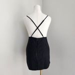 Forever 21 Black White Pinstripe Bodycon Backless Mini Dress Office Siren M Photo 2