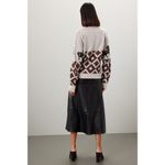 AUTUMN ADEIGBO Brown Horse Printed 100% Virgin Wool Marla Turtleneck Top Small Photo 2