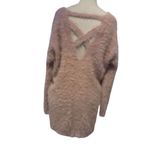Ruby Moon Pink Soft Fuzzy V-Neck Long V-Neck Oversized Open Back Sweater Size XS Photo 1