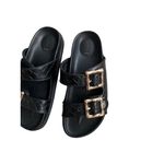 Joie  Black Gold Patterned Buckle Sandals Size US 7 Photo 3