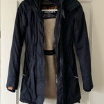 Superdry  Professional The Windcheater Sherpa Lined Coat Size XXS Navy Blue EUC Photo 0