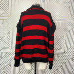 ZARA  Striped Sweater with Tulle Neck Red‎ Black Size Medium Photo 7