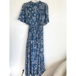 BY TIMO Blue Paisley Midi Wrap Dress Size M Photo 5
