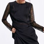 ZARA  Contrasting Lace Midi Dress Black Sheer Sexy Goth Punk Size Medium New Photo 6