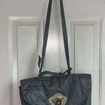 Vintage Sharif Black Croc Embossed Leather Shoulder Bag Gray Photo 0