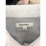 Sporty & Rich SRC Embroidered Stripe Cotton Crop Button Up Shirt Quiet Luxury L Blue Size L Photo 11