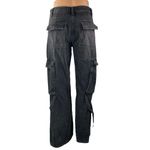 ZARA Women's Black Straight Wide Leg Mid Rise Baggy Cargo Denim Jeans Pants Sz 2 Photo 2