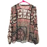 Love Stitch Size Small Blouse Brown Neutrals‎ Paisley Boho Print Sheer Overshirt Photo 1