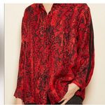 Ba&sh  WOMENS large Red and Black Snake Print Blouse long sleeve 100%viscose Photo 0