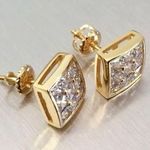 Boutique Awesome New Yellow Gold Filled 9 Clear Round CZ Square Set 9mm Stud Earrings Photo 7