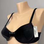 Vintage New Montgomery Ward Velvet Bra Size 34A Black Padded Push Up Underwire Photo 1