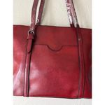 NWOT Elegant Faux Leather Tote with Removable Long Strap in Burgundy Red Photo 2