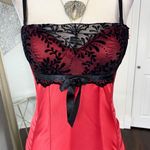 Ambrielle Early 2000's Romantic Goth Red Satin Black Velvet Lace Corset Top S Photo 2