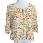 Unique spectrum Womens  Floral Crocheted Hem Peplum Top - Sz L Photo 0