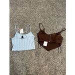 Forever 21 NWT crop top tank top bundle women’s S brown stain/blue ribbed Photo 1