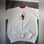 Unique Vintage VTG M & C Sportswear Grandma Sweater Cardinal Embroidered Bird Cream Red Size L Photo 2