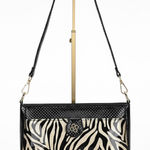 Black Woven Faux Leather Baguette with Gold Chain Photo 0