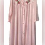 Vintage Lorraine PINK Nylon Floral Embroidered Nightgown Size Large Ice Pink GUC Photo 0