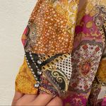 V Cristina Abstract Sheer Blouse Size Medium Multicolor Yellow Photo 4