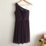 David's Bridal Short One Shoulder Corded Lace Dress Plum Womens Size 6 F… Photo 4