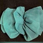 Vintage 90s Green SATIN EFFECT Big Hair Bow Barrette Clip Oversized Photo 0