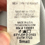 Mahina  | Small | Slinky Blue-Gray Satin Sleeveless Tie-Neck Tiered Mini Dress Photo 8