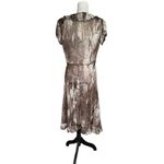 Vintage Y2k 90S Snakeskin Animal Print Ruffles Midi Dress Sheer Shoulder Pads 10 Brown Size undefined Photo 2