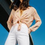 J Brand Neon Stripe Button Down Button-Back Long Sleeve Semi Sheer NWT M Photo 0