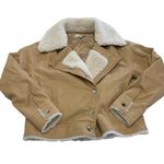 Derek‎ Lam Coat Womens X Small Brown Tan Oversized Shearling Jacket Faux Leather Size XS Photo 1