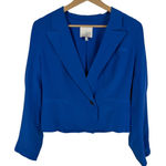 Joie  100% Silk Blazer Size Medium Blue Jacket Cropped Lightweight Luxury Office Photo 0