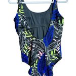 Athleta  One Piece Swimsuit Womens Medium Midnight Palm Scoop Neck Swim Ladies Photo 4