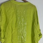 100% Linen Tunic Shirt dress Large Lime Sequin Pockets Raw Hem Made in Italy Green Photo 8